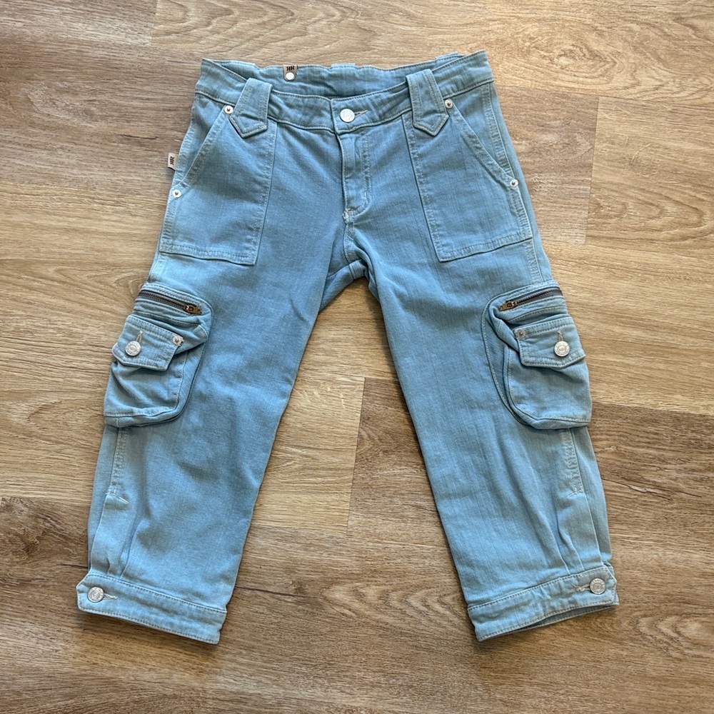 Y2K Rock & Republic Light Blue Cargo Stretch Denim Capris